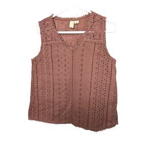 Joie Pink Sleevless Tank Top Crochet Detail Size Small